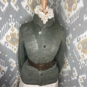 Ralph Lauren Vtg Sage Green Flax Cardigan Sweater